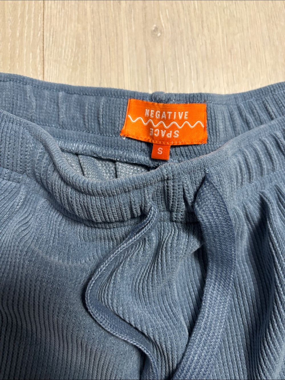 🔥BUNDLESALE Men's S Negative Space Blue Ribbed Drawstring Shorts NWOT - Picture 3 of 6